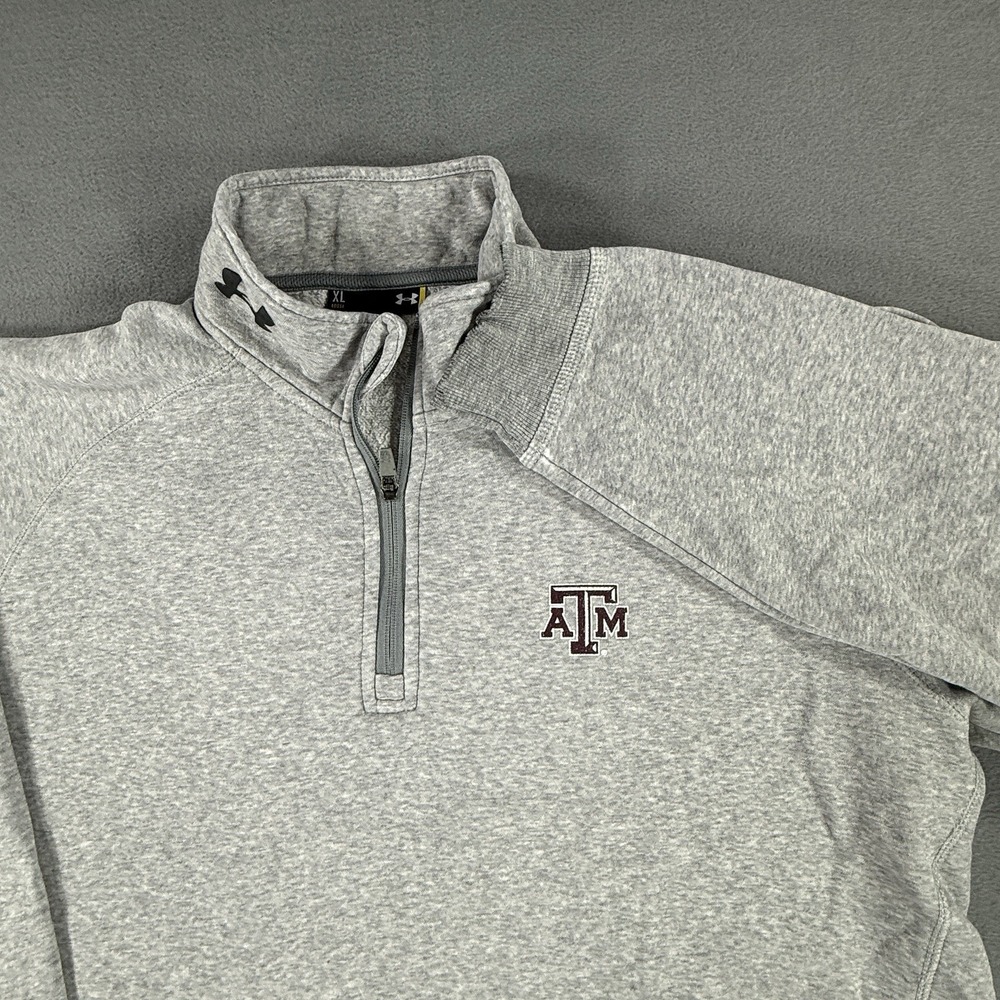 Under Armour 1/4 Zip Texas A&M Aggies Gray Sweatshirt Mens XL Pockets